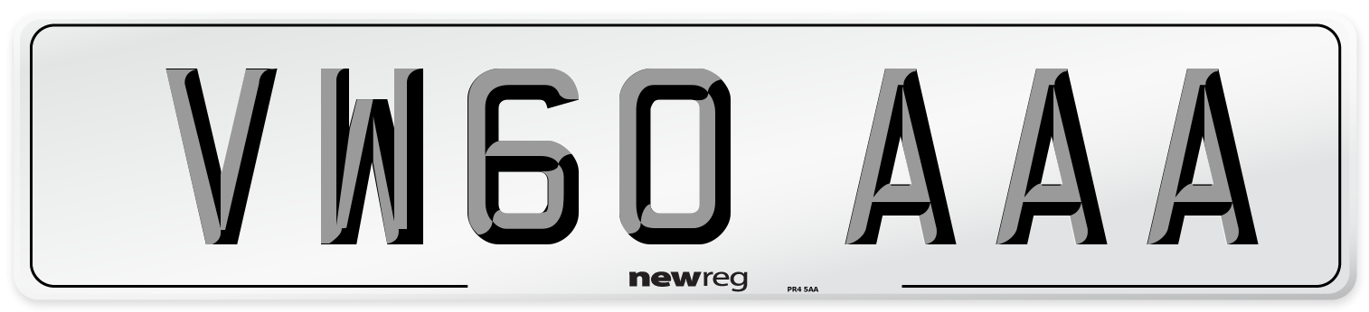 VW60 AAA Number Plate from New Reg